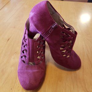 Wine colored lattice booties